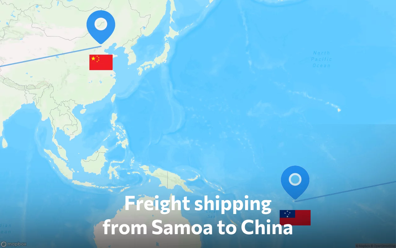 Shipping route from Samoa to China