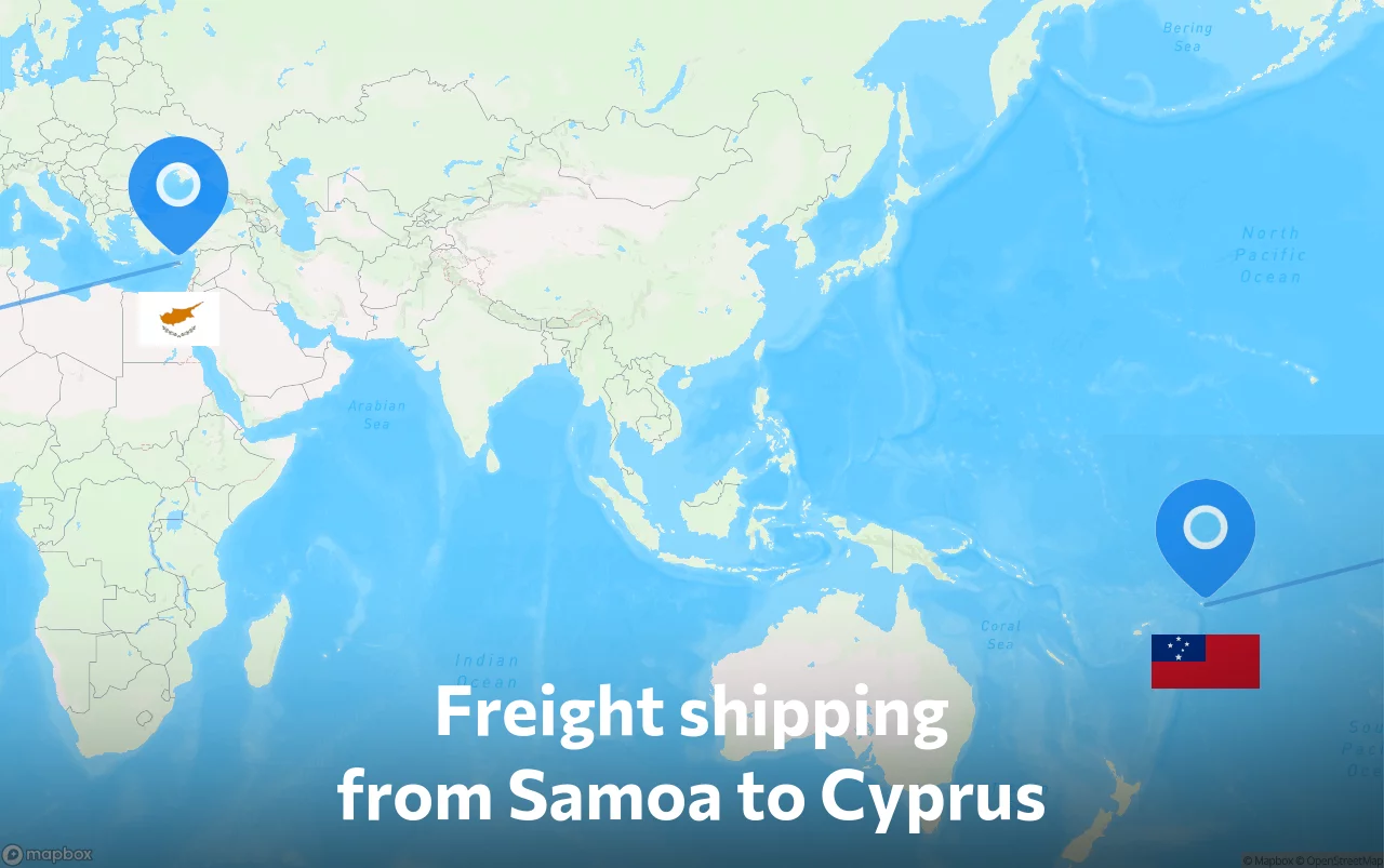 Shipping route from Samoa to Cyprus