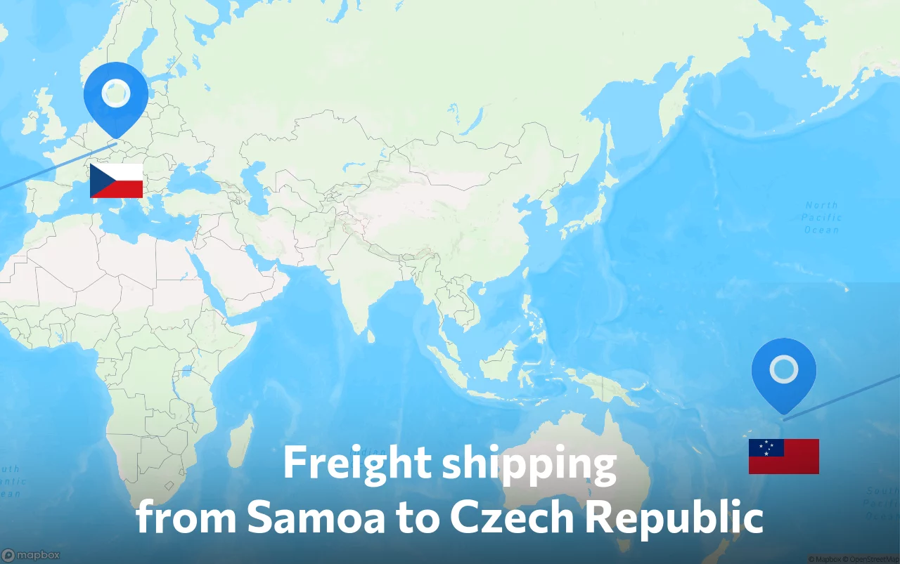 Shipping route from Samoa to Czech Republic