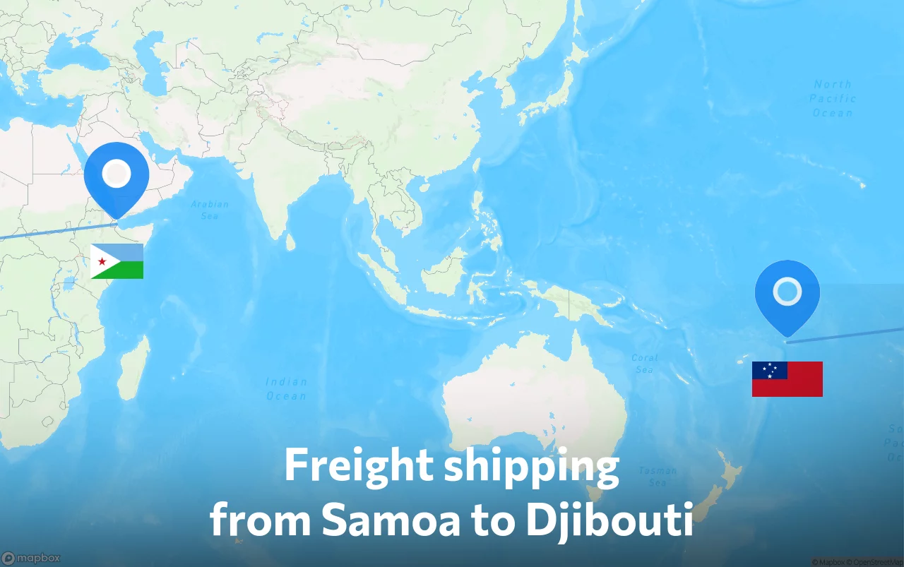 Shipping route from Samoa to Djibouti