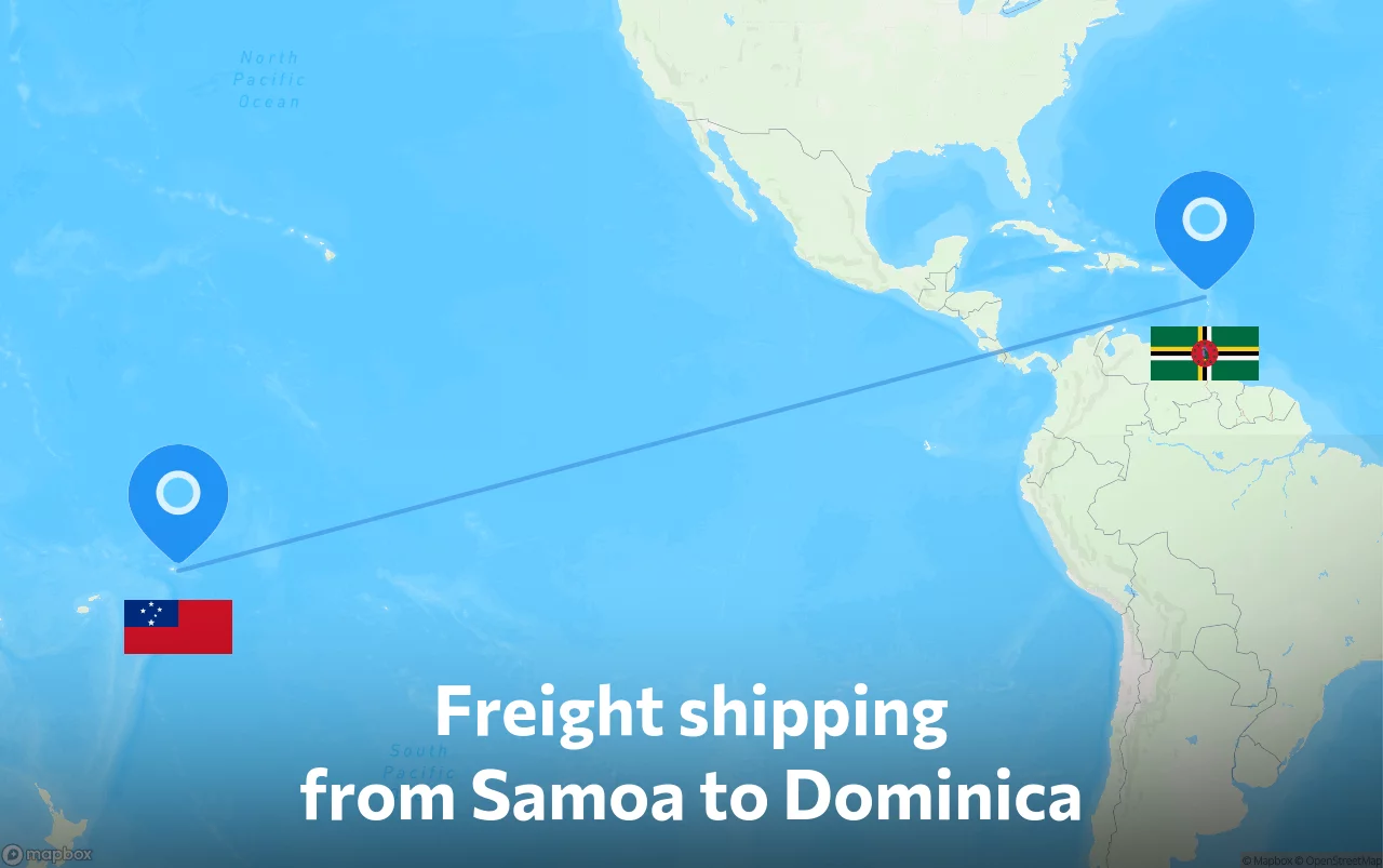 Shipping route from Samoa to Dominica