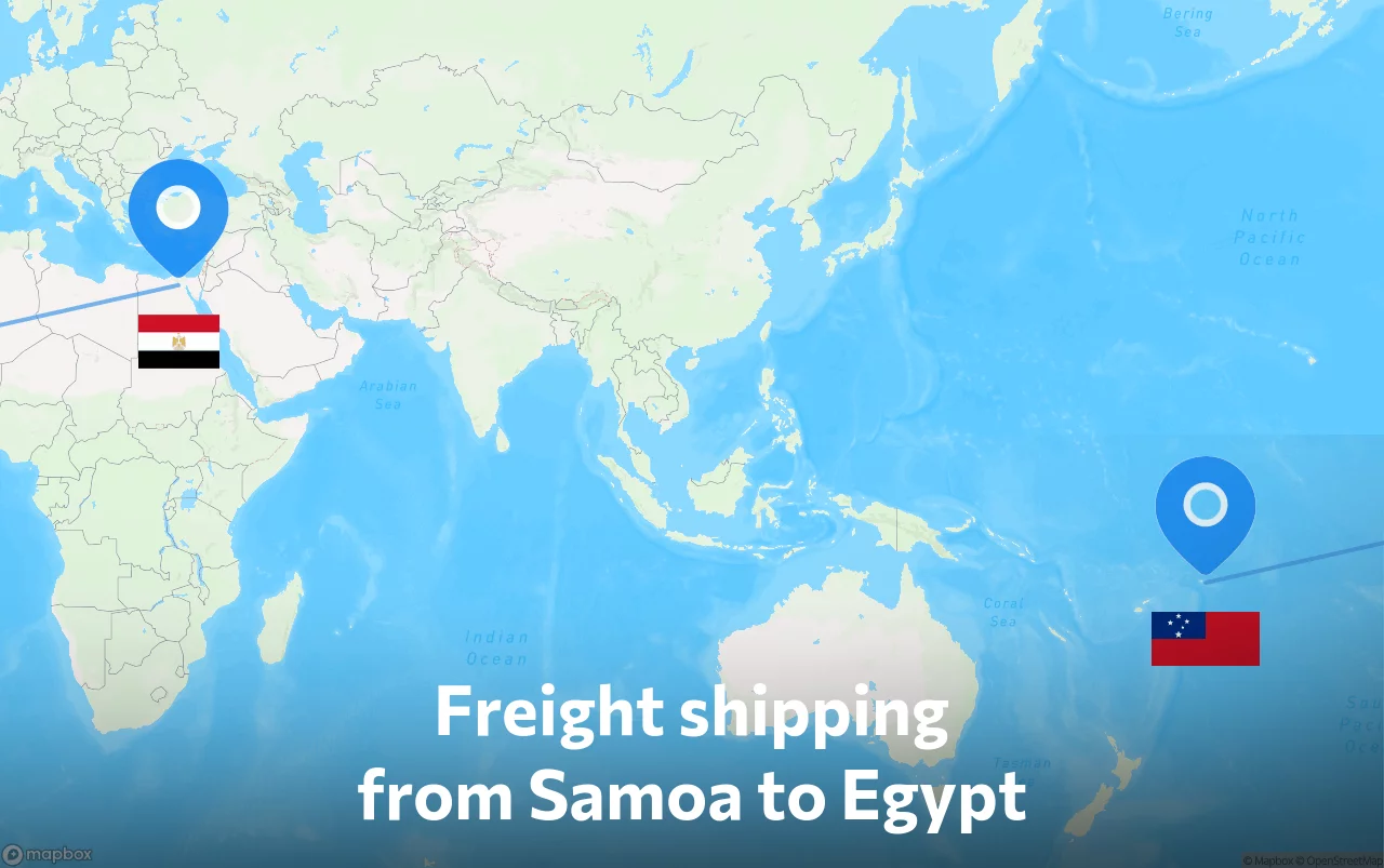 Shipping route from Samoa to Egypt