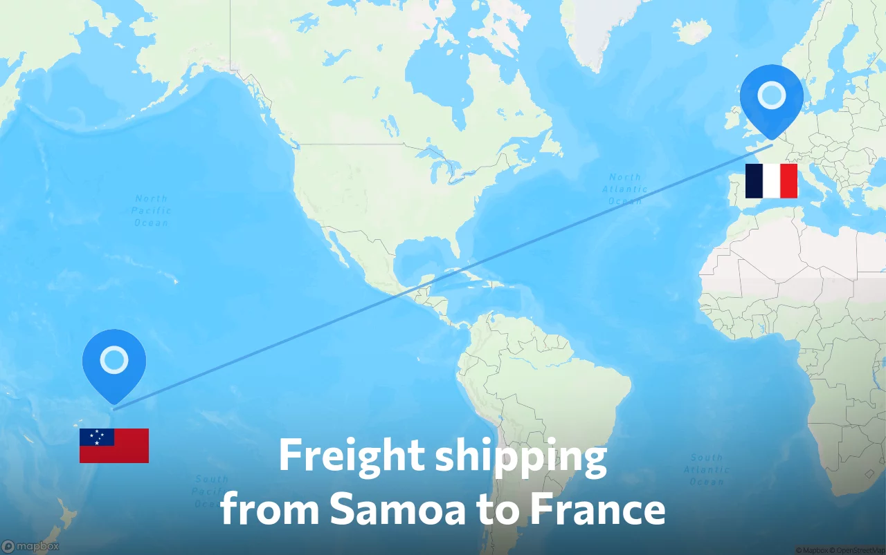 Shipping route from Samoa to France