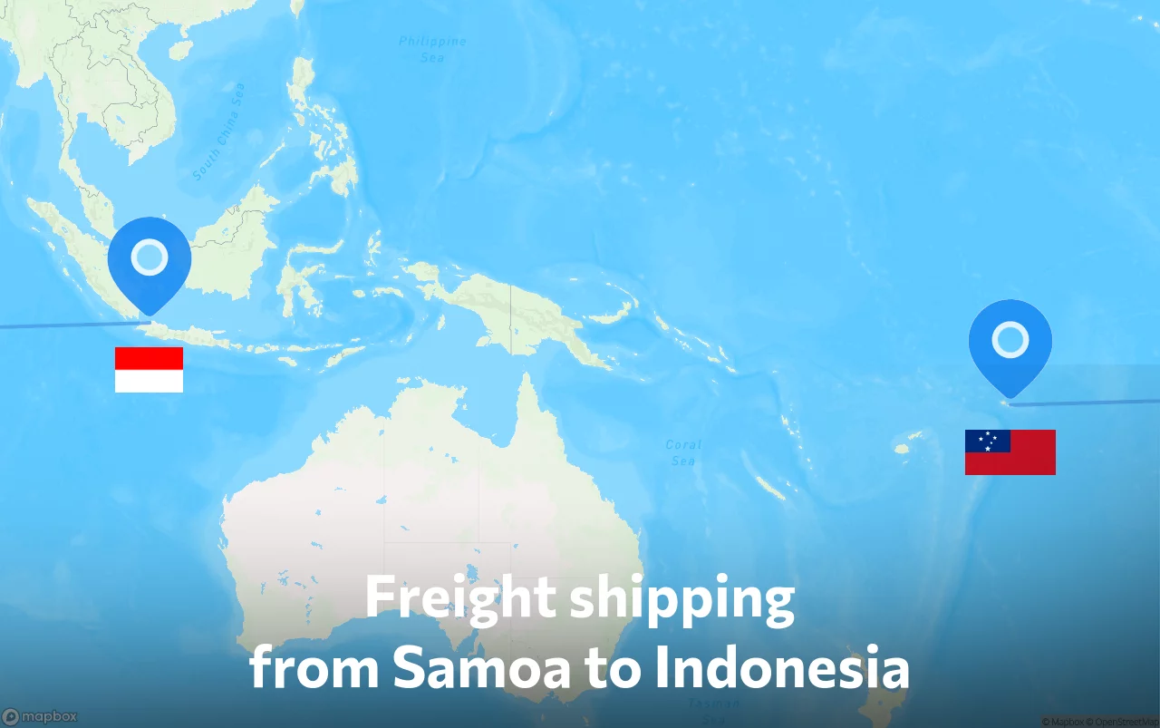 Shipping route from Samoa to Indonesia