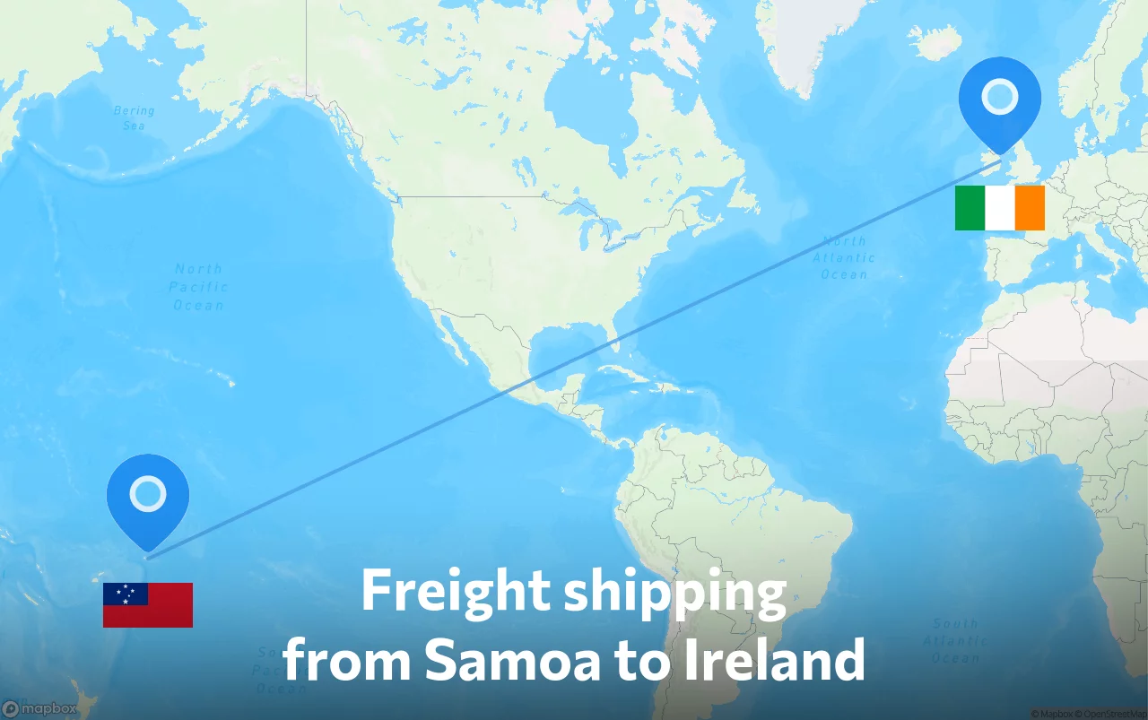 Shipping route from Samoa to Ireland