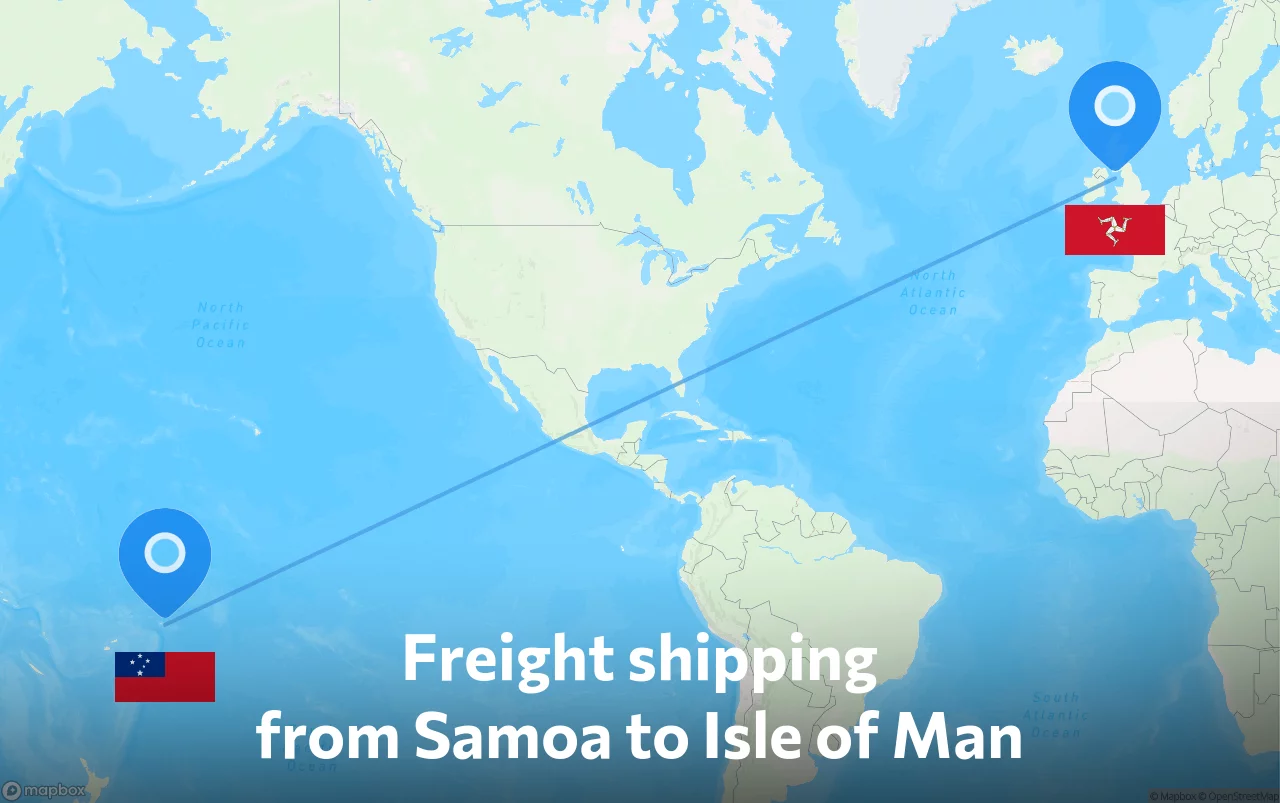 Shipping route from Samoa to Isle of Man