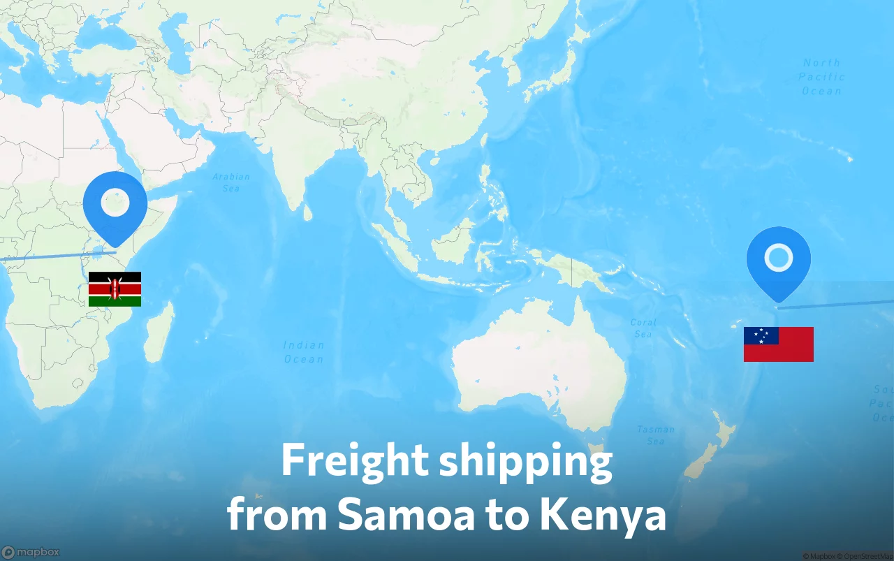 Shipping route from Samoa to Kenya