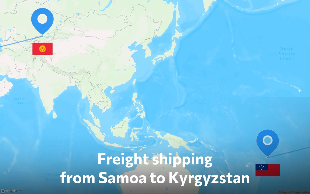Shipping route from Samoa to Kyrgyzstan