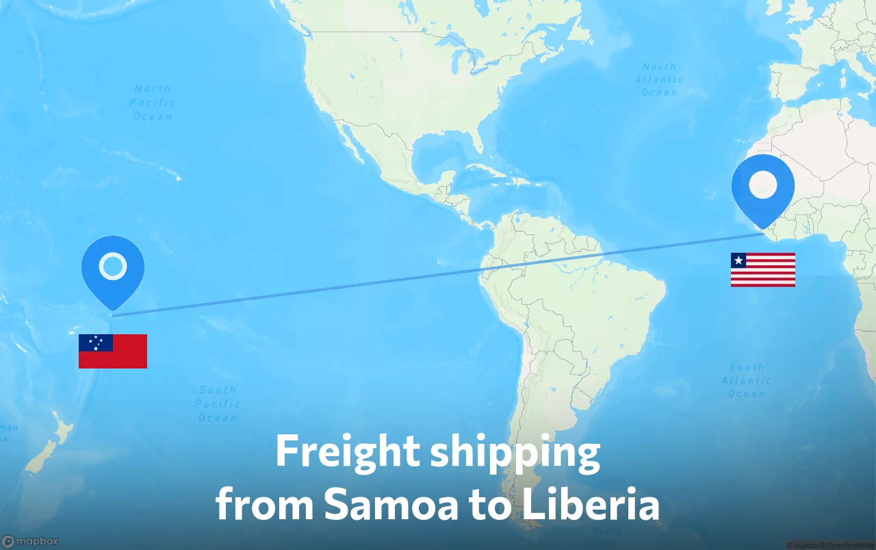 Shipping route from Samoa to Liberia