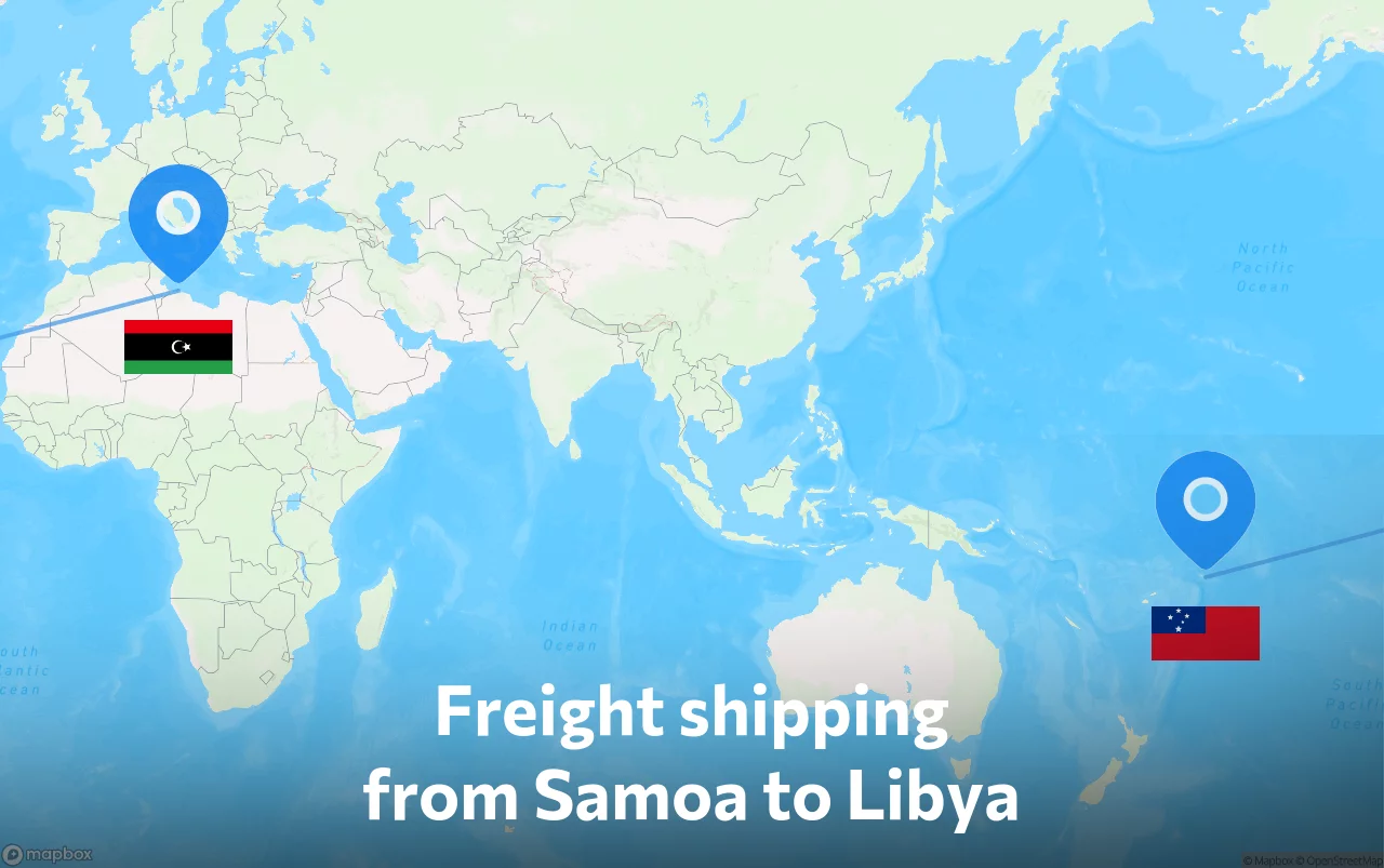 Shipping route from Samoa to Libya