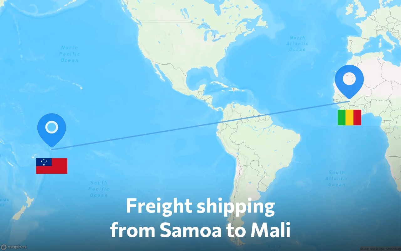 Shipping route from Samoa to Mali