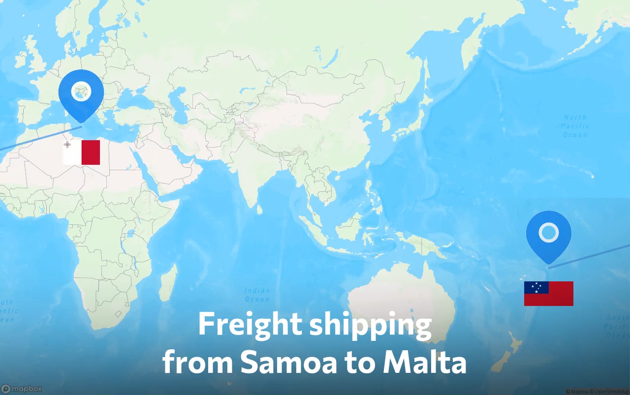 Shipping route from Samoa to Malta