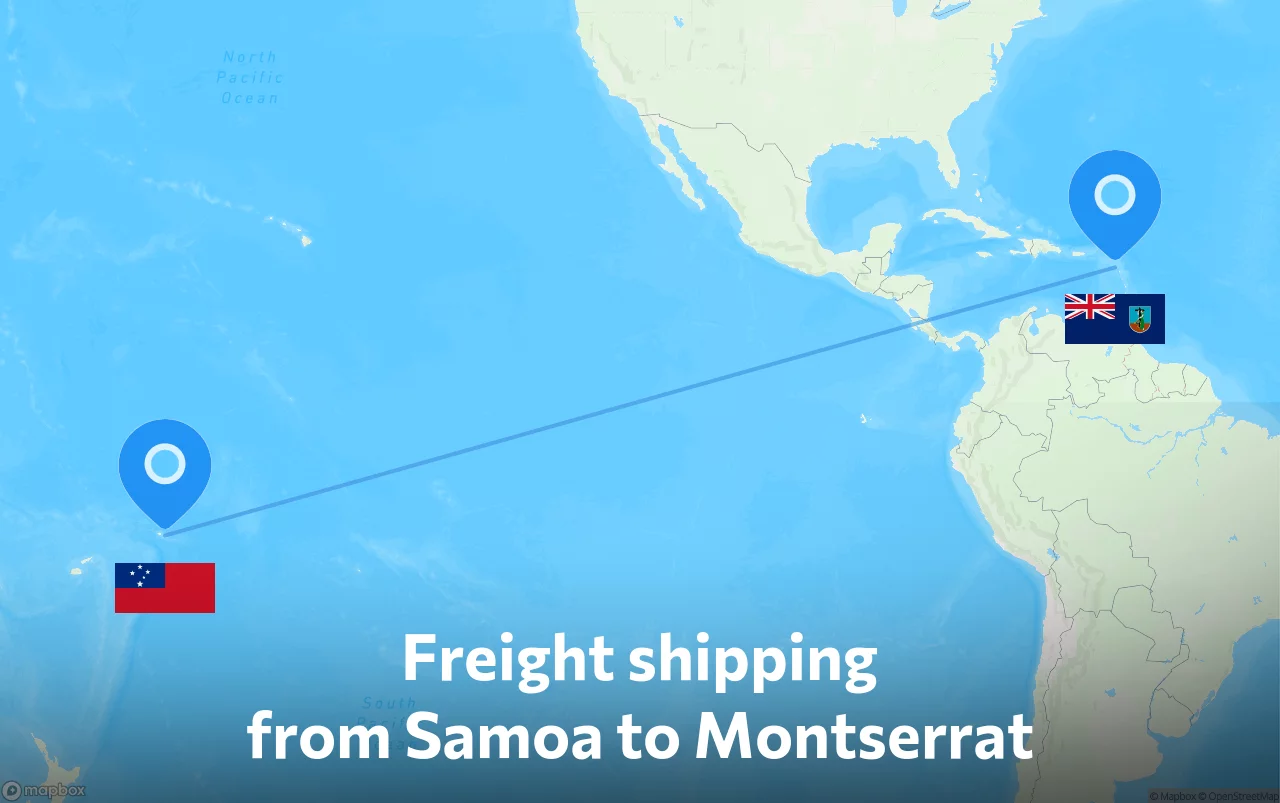 Shipping route from Samoa to Montserrat