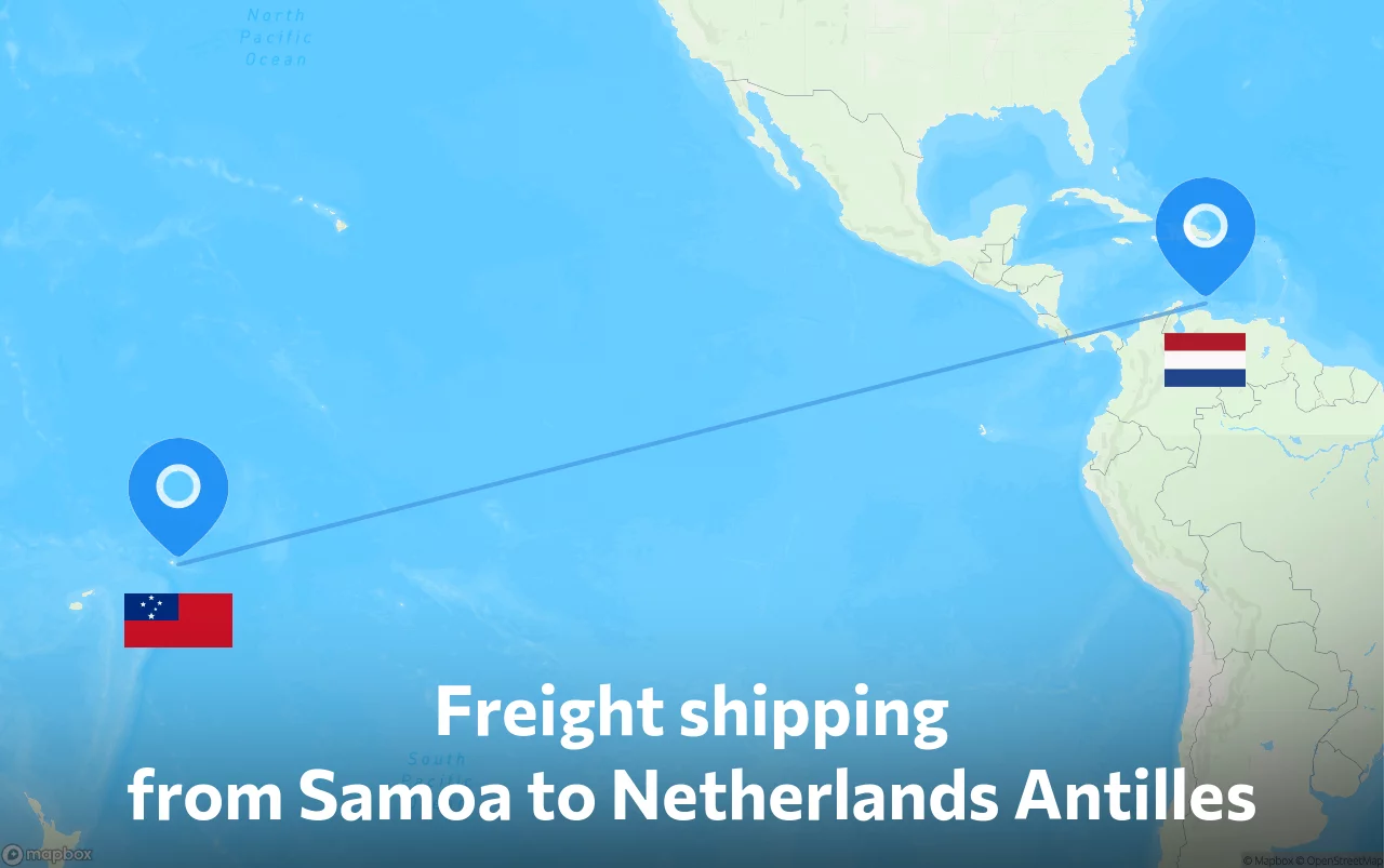Shipping route from Samoa to Netherlands Antilles