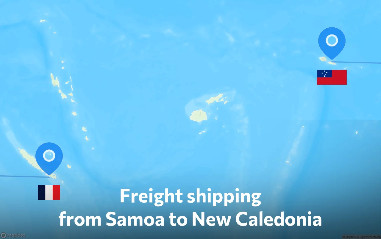 Shipping route from Samoa to New Caledonia