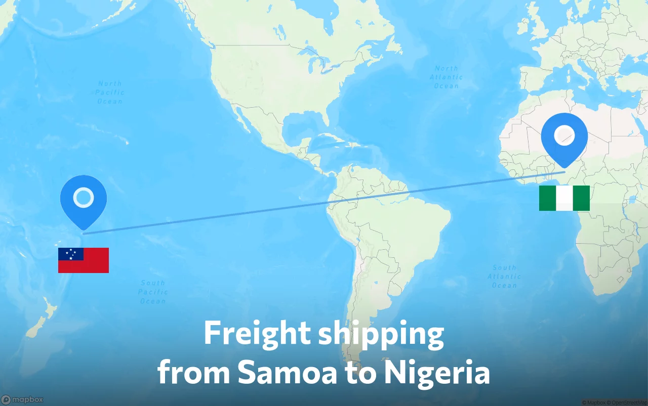 Shipping route from Samoa to Nigeria