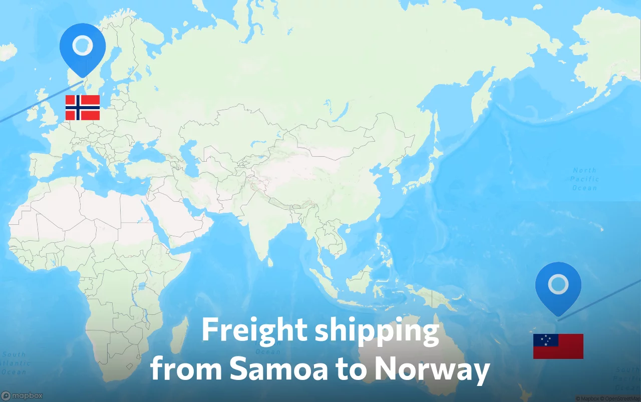 Shipping route from Samoa to Norway