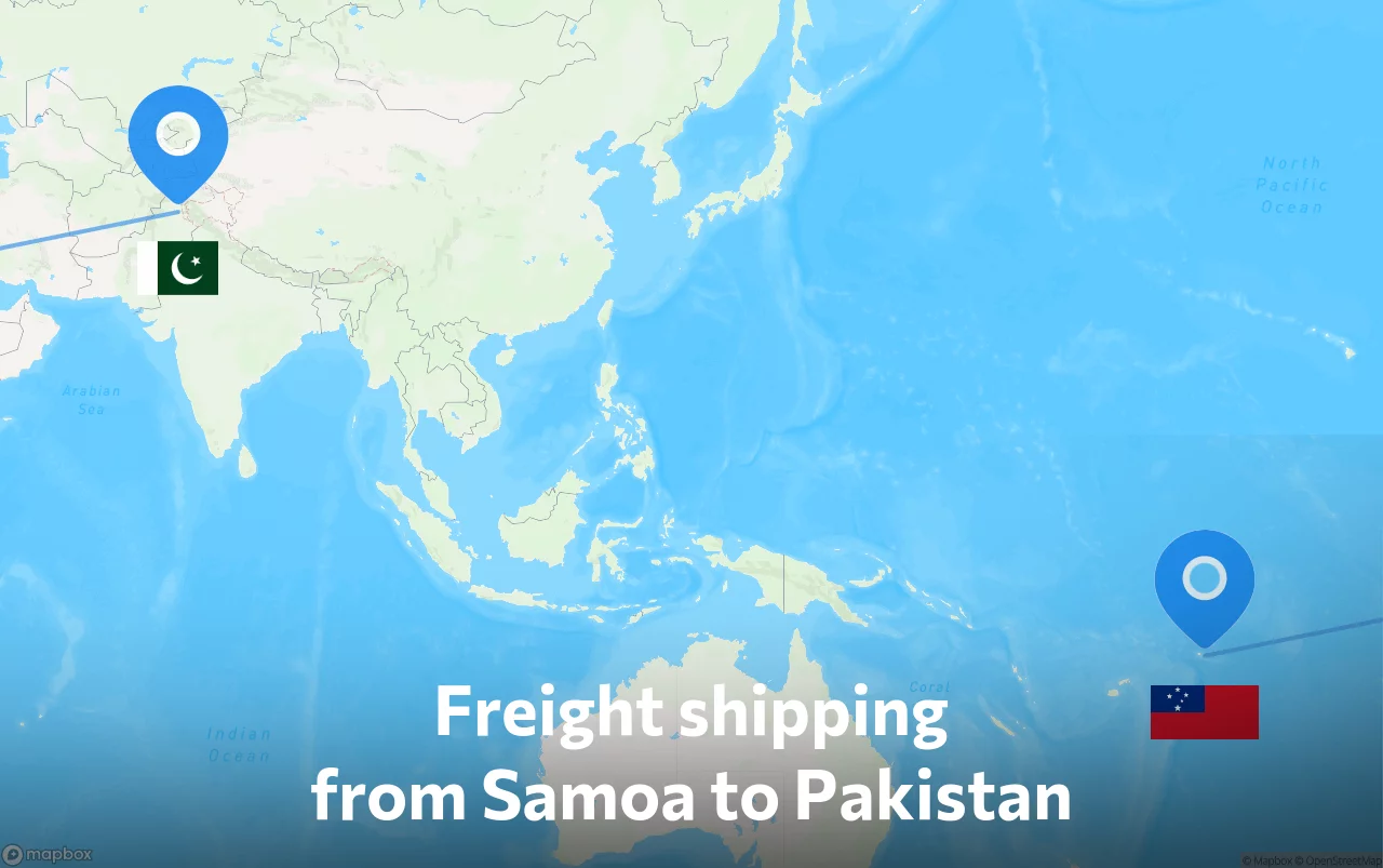 Shipping route from Samoa to Pakistan