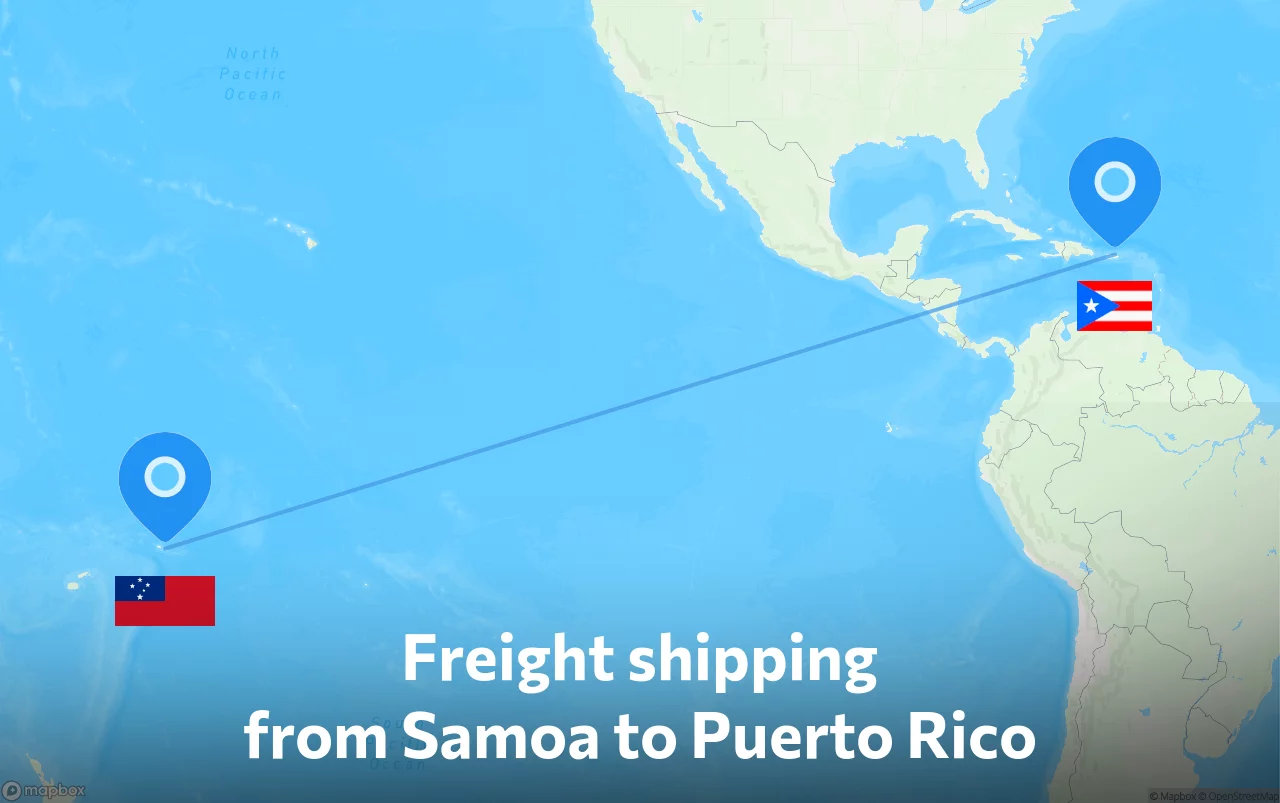 Shipping route from Samoa to Puerto Rico