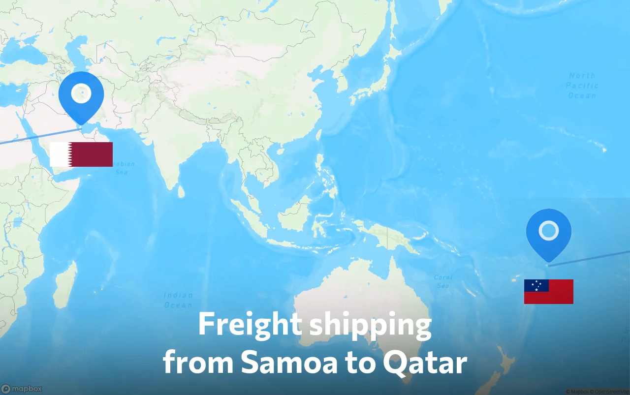 Shipping route from Samoa to Qatar