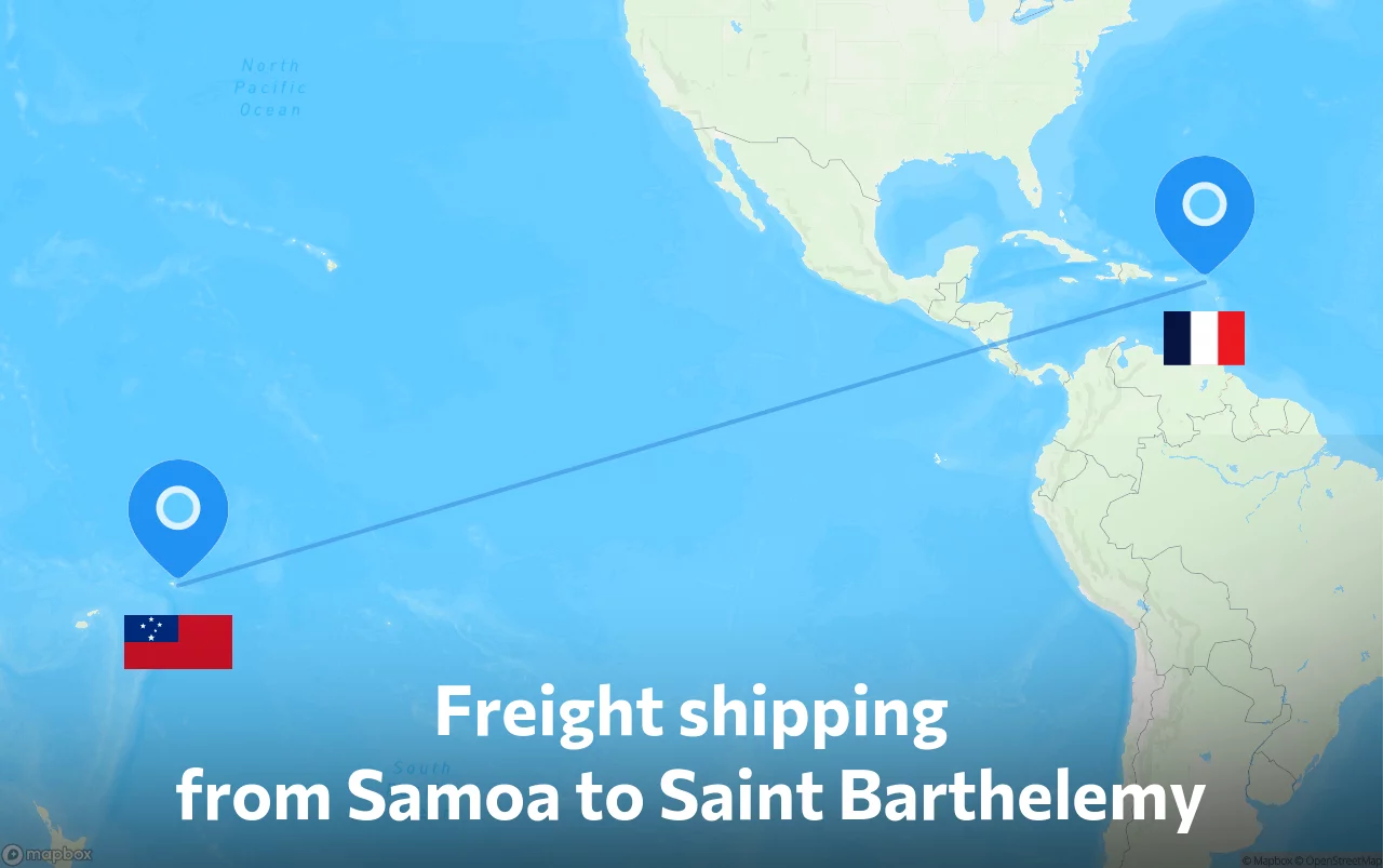 Shipping route from Samoa to Saint Barthelemy
