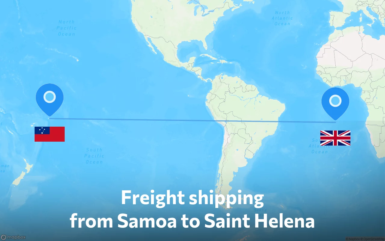 Shipping route from Samoa to Saint Helena