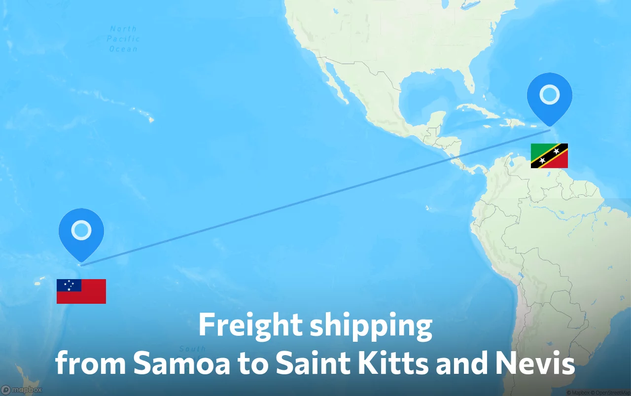 Shipping route from Samoa to Saint Kitts and Nevis