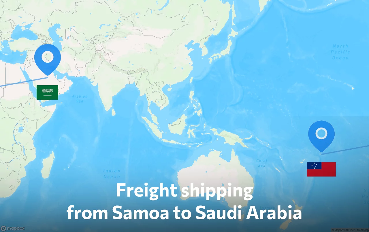 Shipping route from Samoa to Saudi Arabia