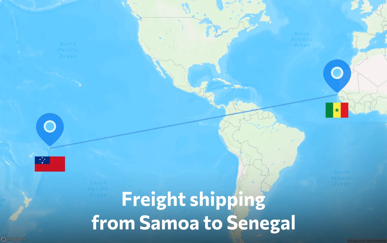 Shipping route from Samoa to Senegal