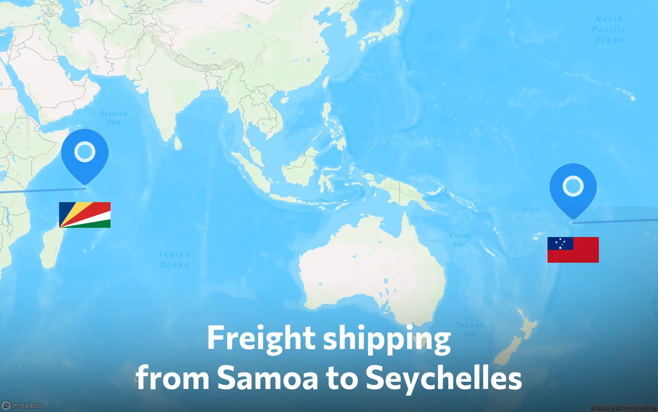 Shipping route from Samoa to Seychelles