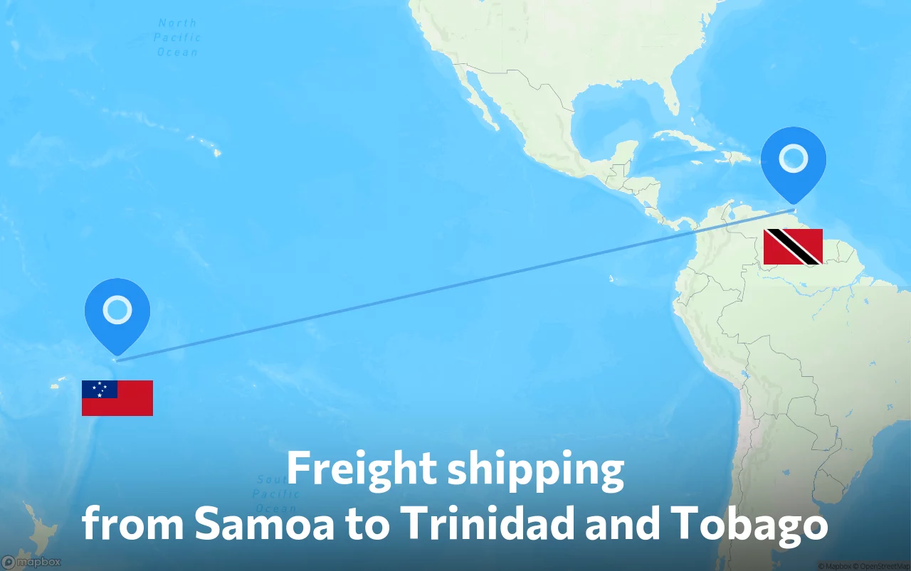 Shipping route from Samoa to Trinidad and Tobago