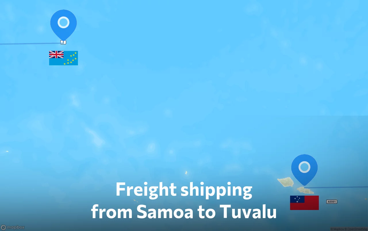 Shipping route from Samoa to Tuvalu
