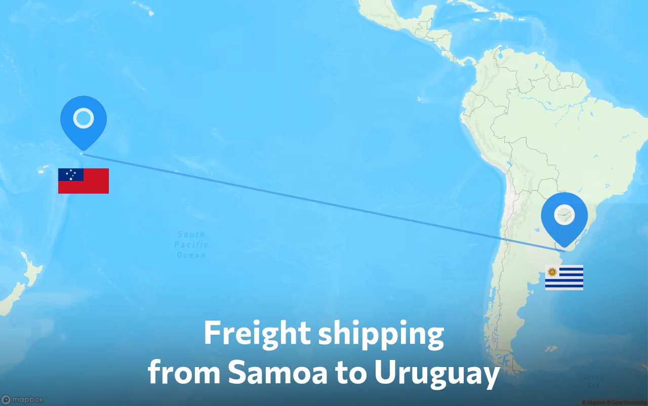 Shipping route from Samoa to Uruguay
