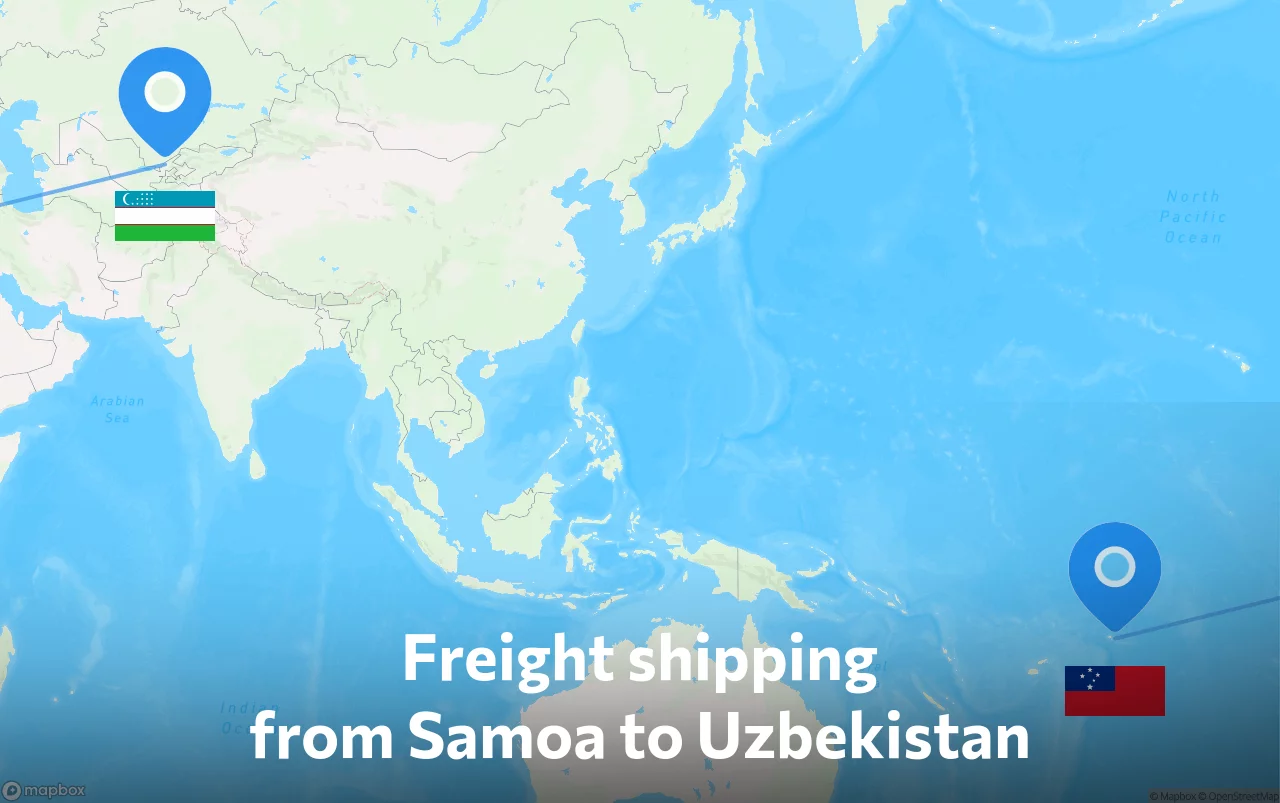 Shipping route from Samoa to Uzbekistan
