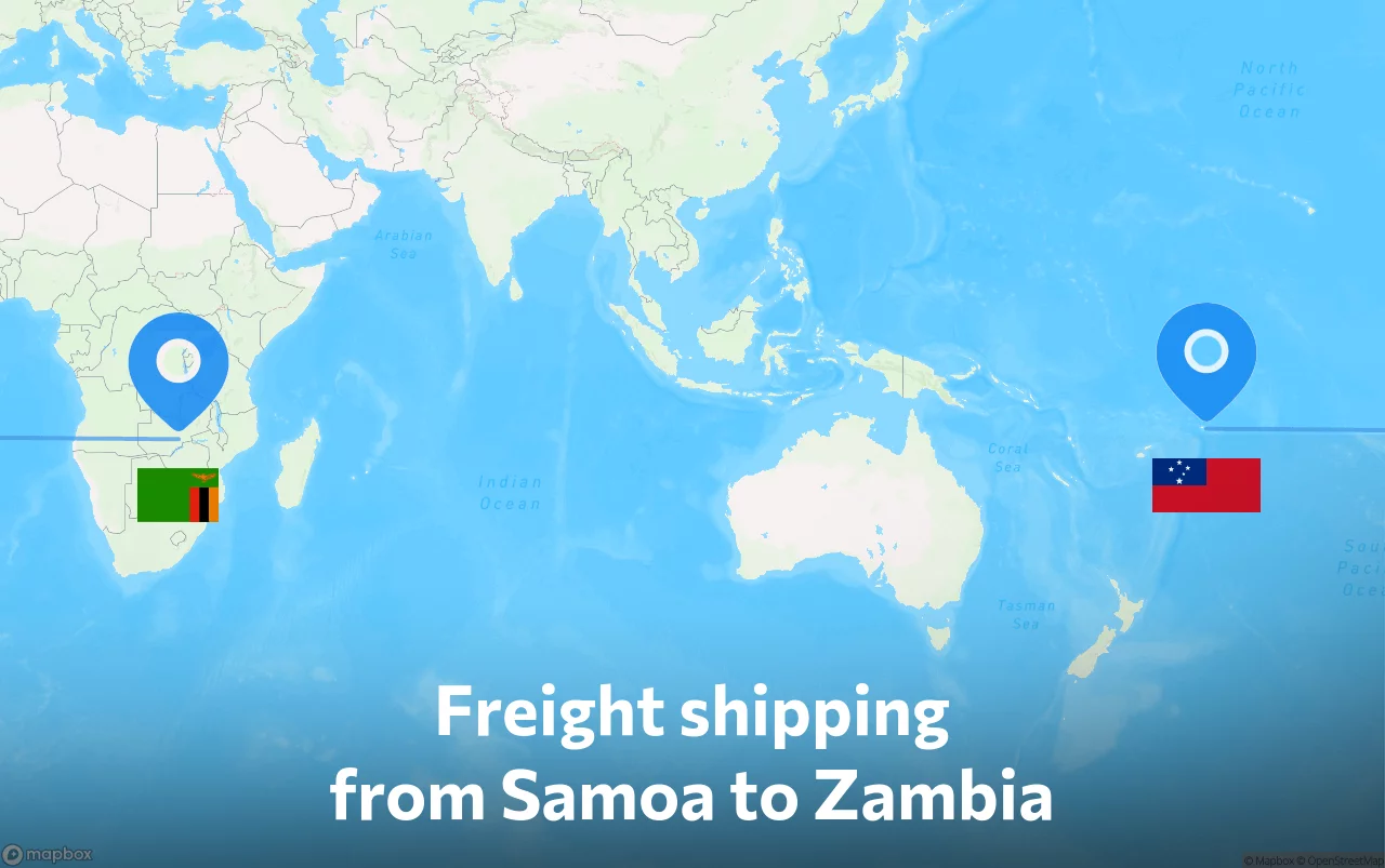 Shipping route from Samoa to Zambia