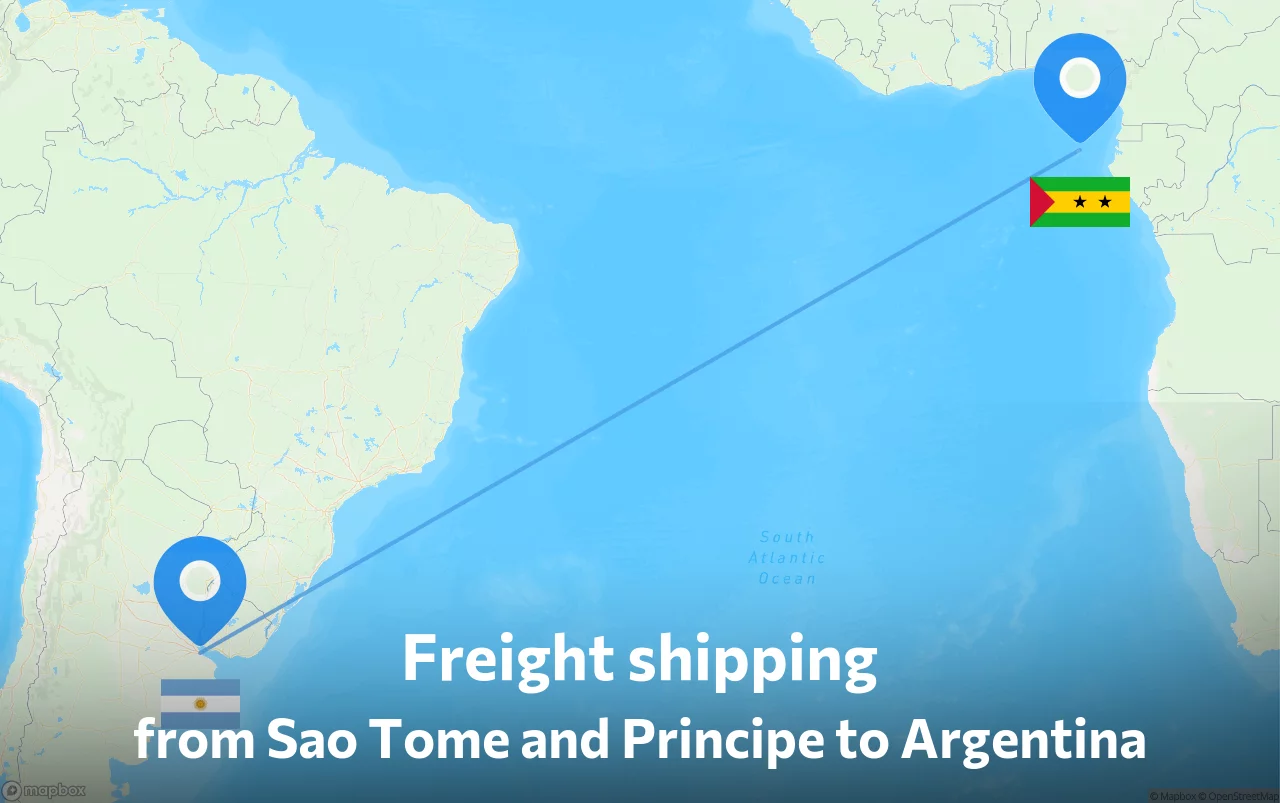 Shipping route from Sao Tome and Principe to Argentina