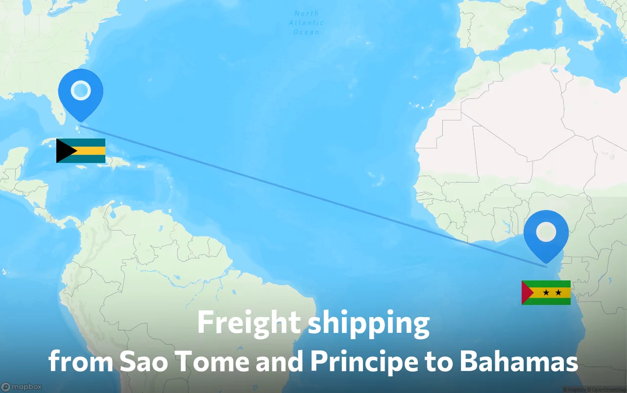 Shipping route from Sao Tome and Principe to Bahamas