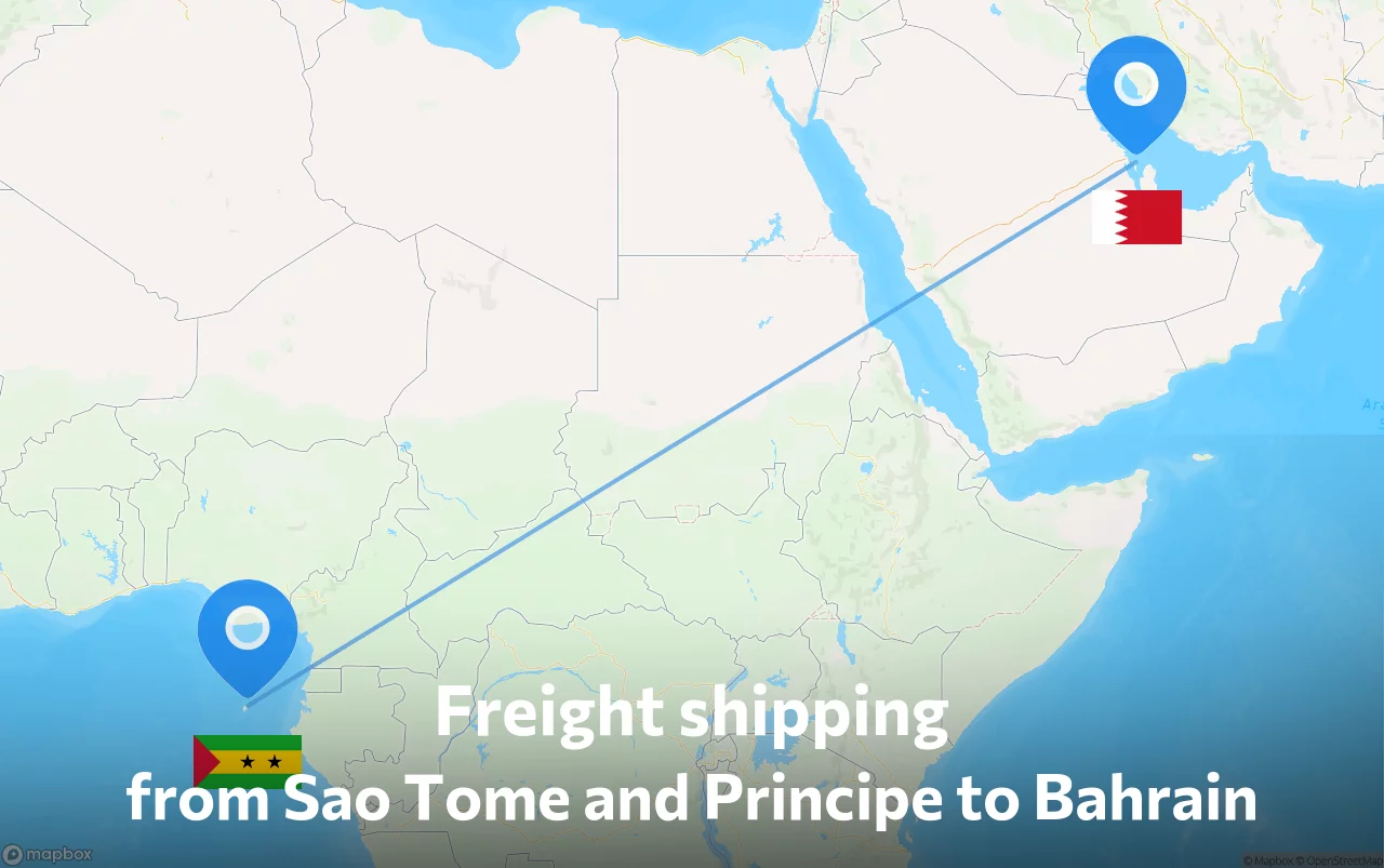 Shipping route from Sao Tome and Principe to Bahrain