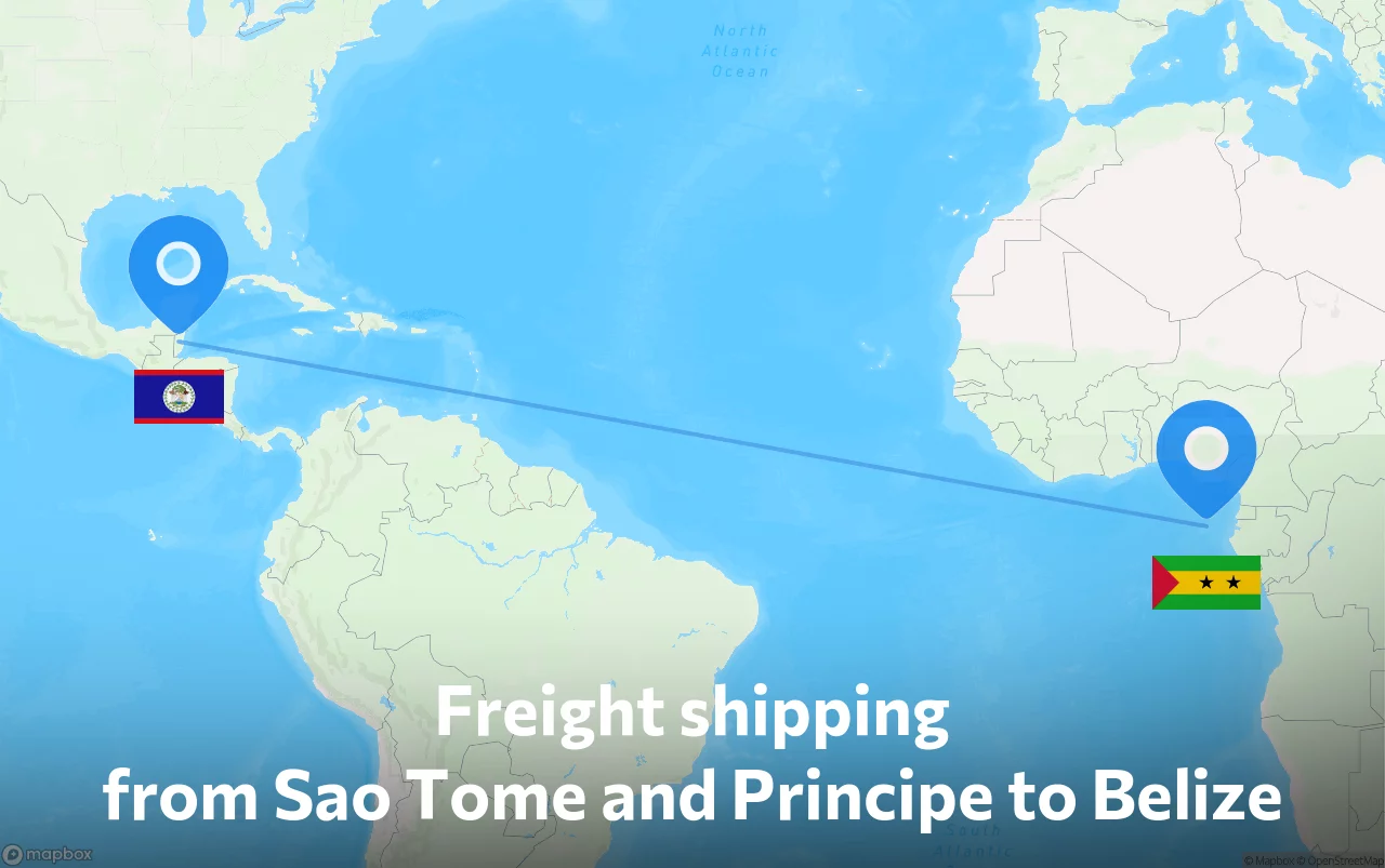 Shipping route from Sao Tome and Principe to Belize