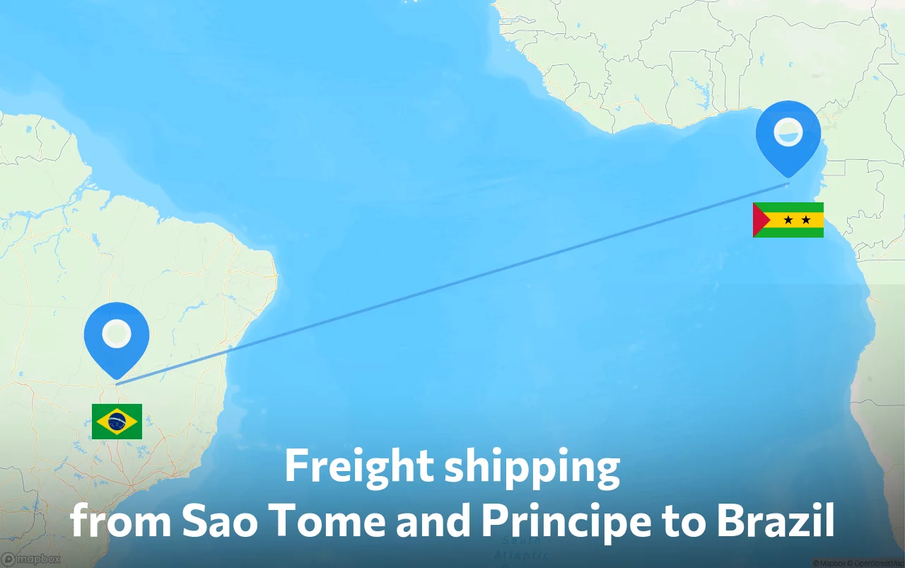 Shipping route from Sao Tome and Principe to Brazil
