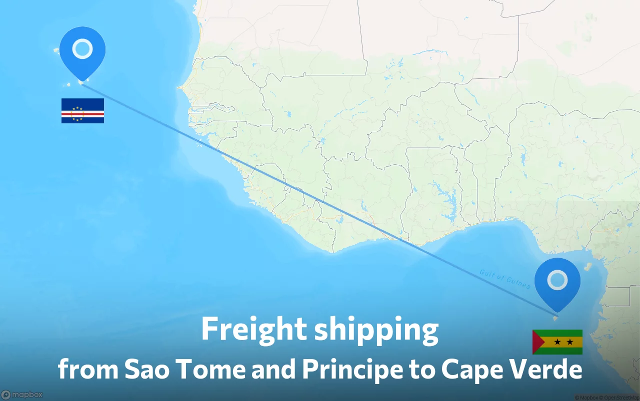 Shipping route from Sao Tome and Principe to Cape Verde