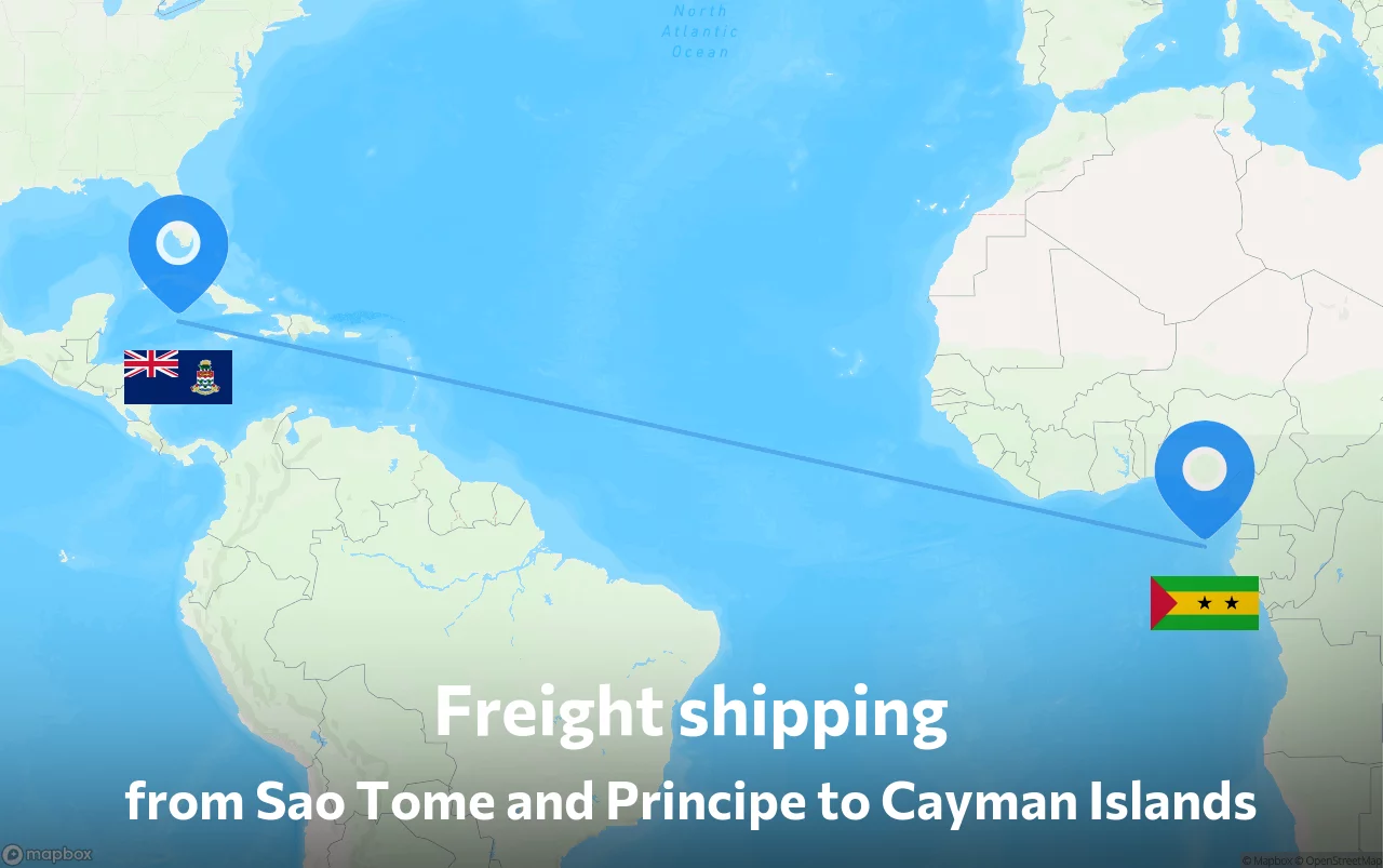 Shipping route from Sao Tome and Principe to Cayman Islands