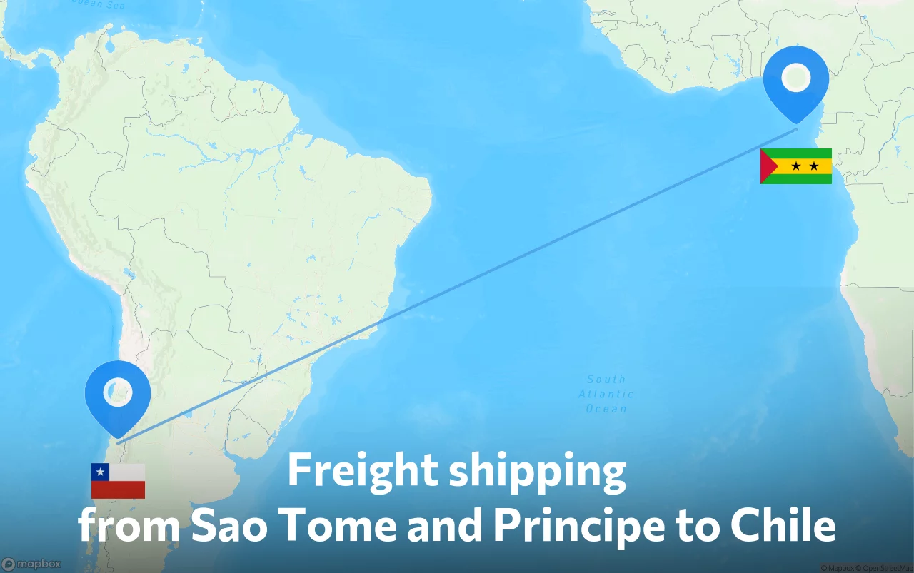 Shipping route from Sao Tome and Principe to Chile