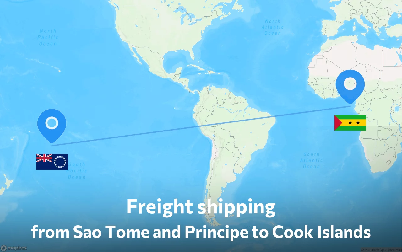 Shipping route from Sao Tome and Principe to Cook Islands