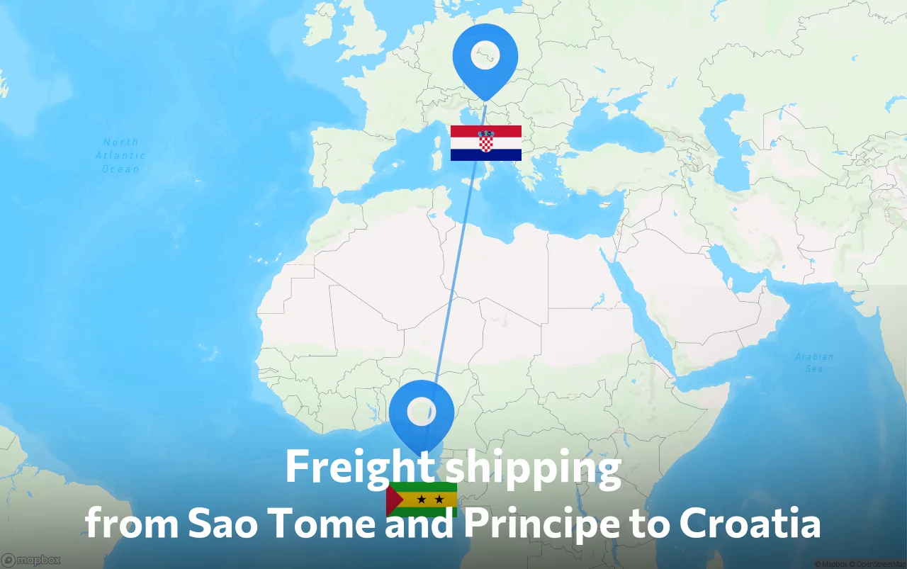 Shipping route from Sao Tome and Principe to Croatia