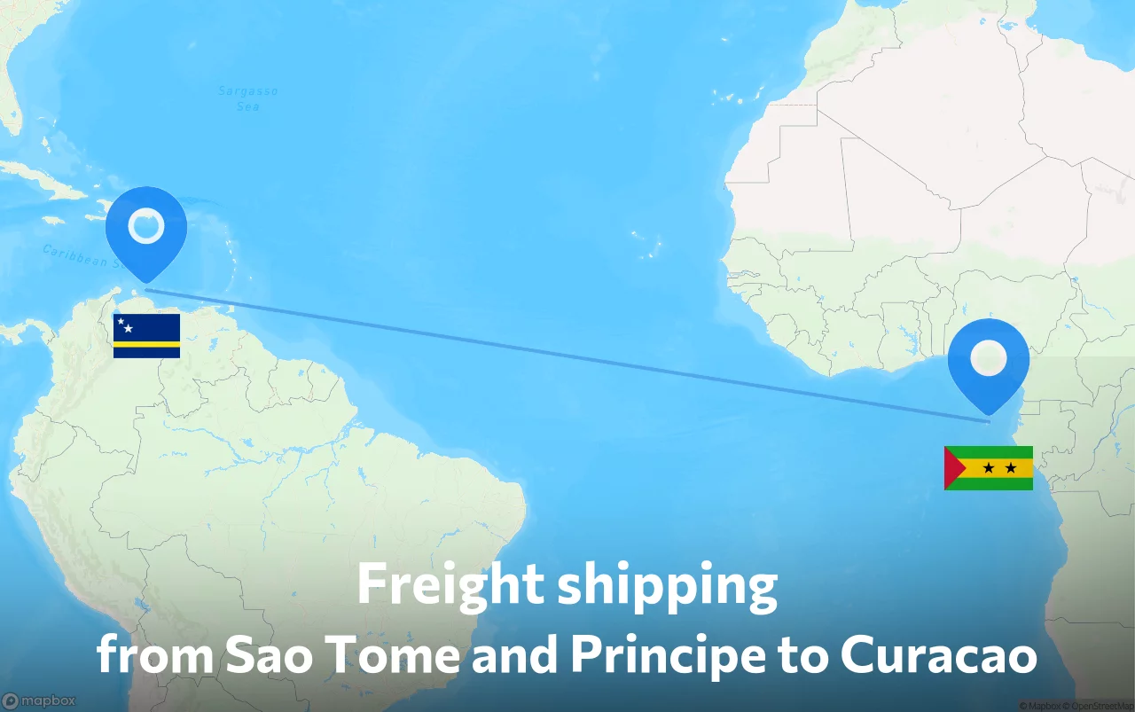 Shipping route from Sao Tome and Principe to Curacao