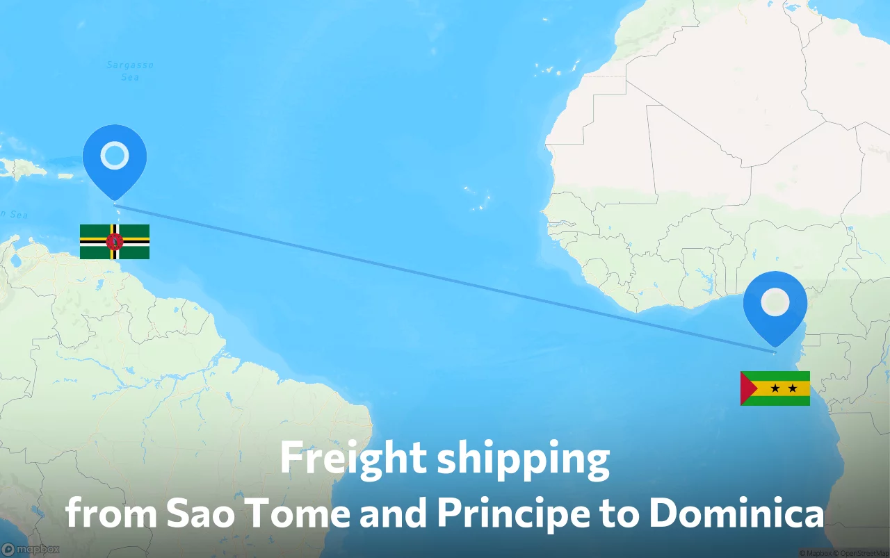 Shipping route from Sao Tome and Principe to Dominica
