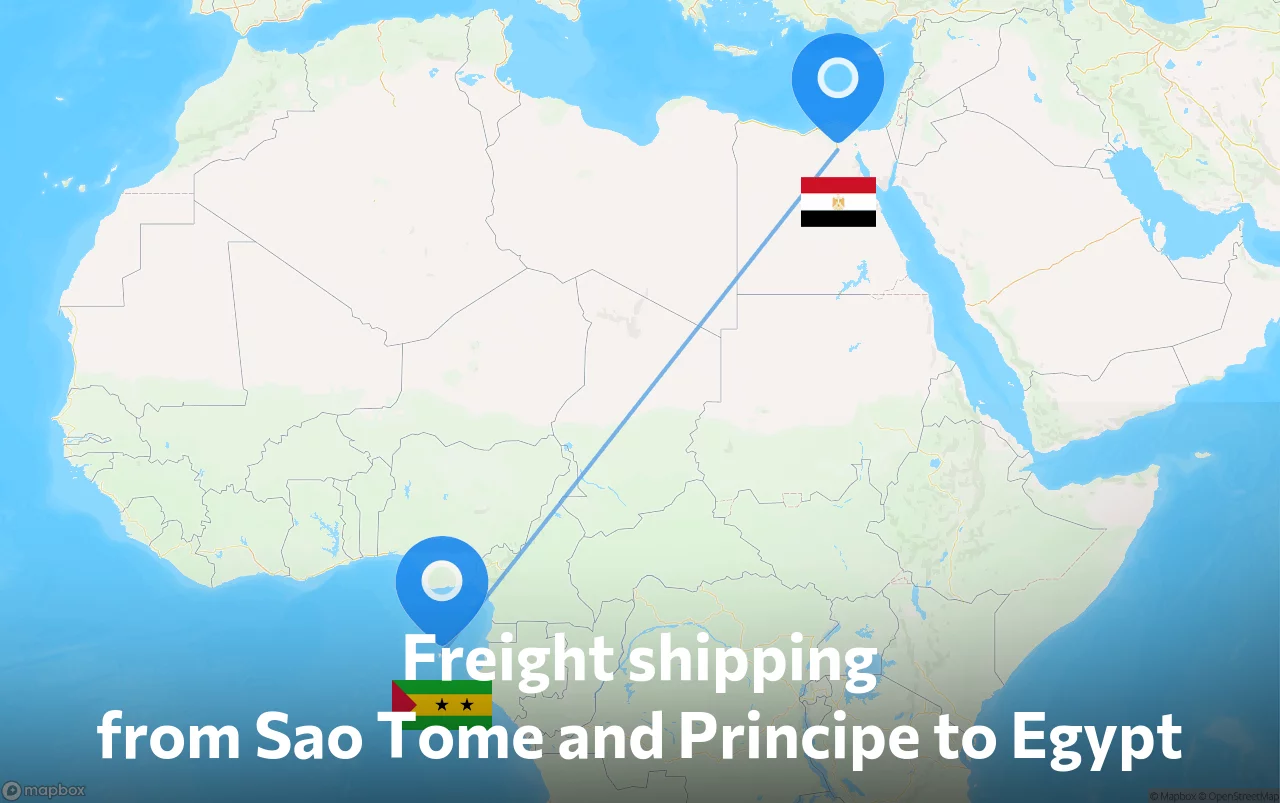 Shipping route from Sao Tome and Principe to Egypt