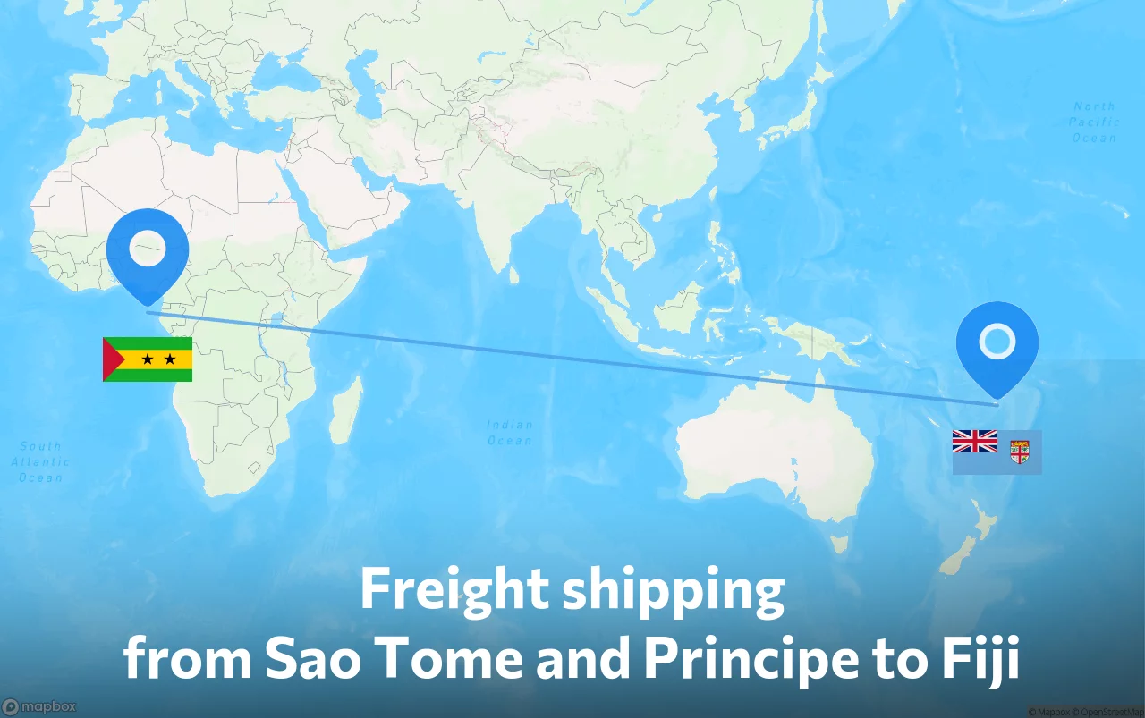 Shipping route from Sao Tome and Principe to Fiji
