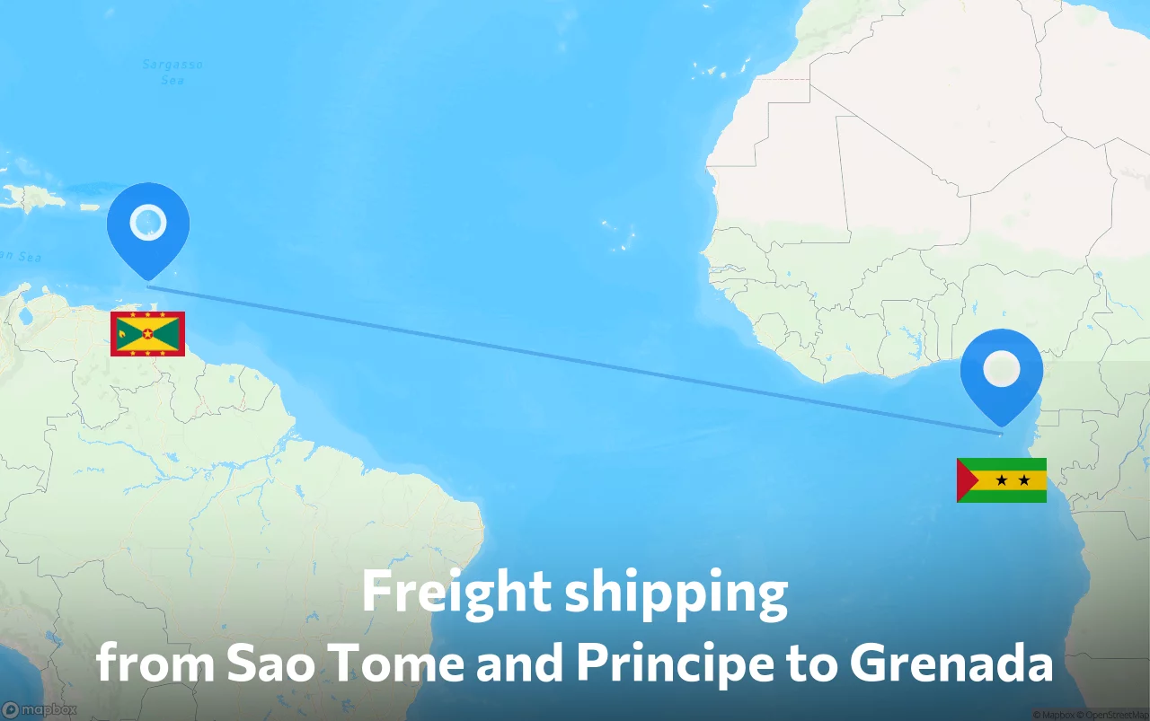 Shipping route from Sao Tome and Principe to Grenada